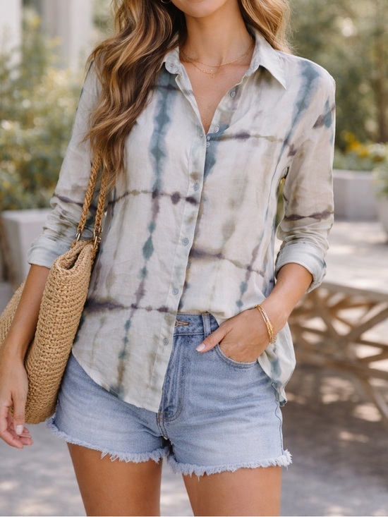 Massimo Dutti Tops - Massimo Dutti Tie Dye Cotton Button up Blouse size 2